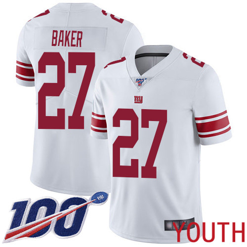 Youth New York Giants 27 Deandre Baker White Vapor Untouchable Limited Player 100th Season Football NFL Jersey